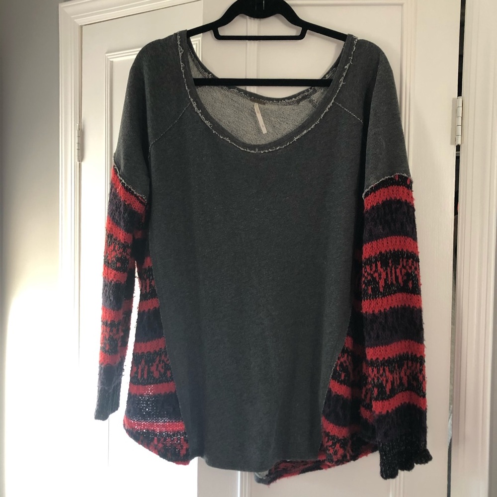 Mixed media knitted sweater/sweatshirt